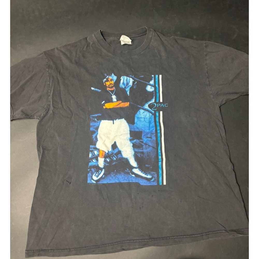 Vintage Stedman T-Shirt Men's XL (46-48) Black‎ Cotton Graphic 2Pac Tupac Amaru